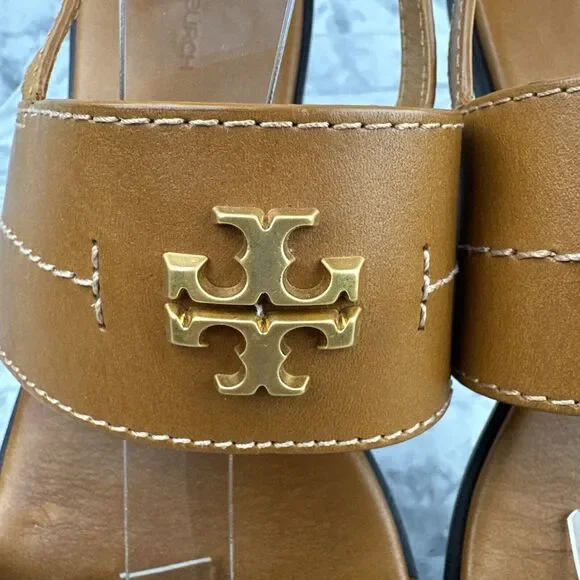 Tory Burch Mini Everly Back Strap Sandal Size 11 Antique Tan Vanchetta Leather - Picture 2 of 11
